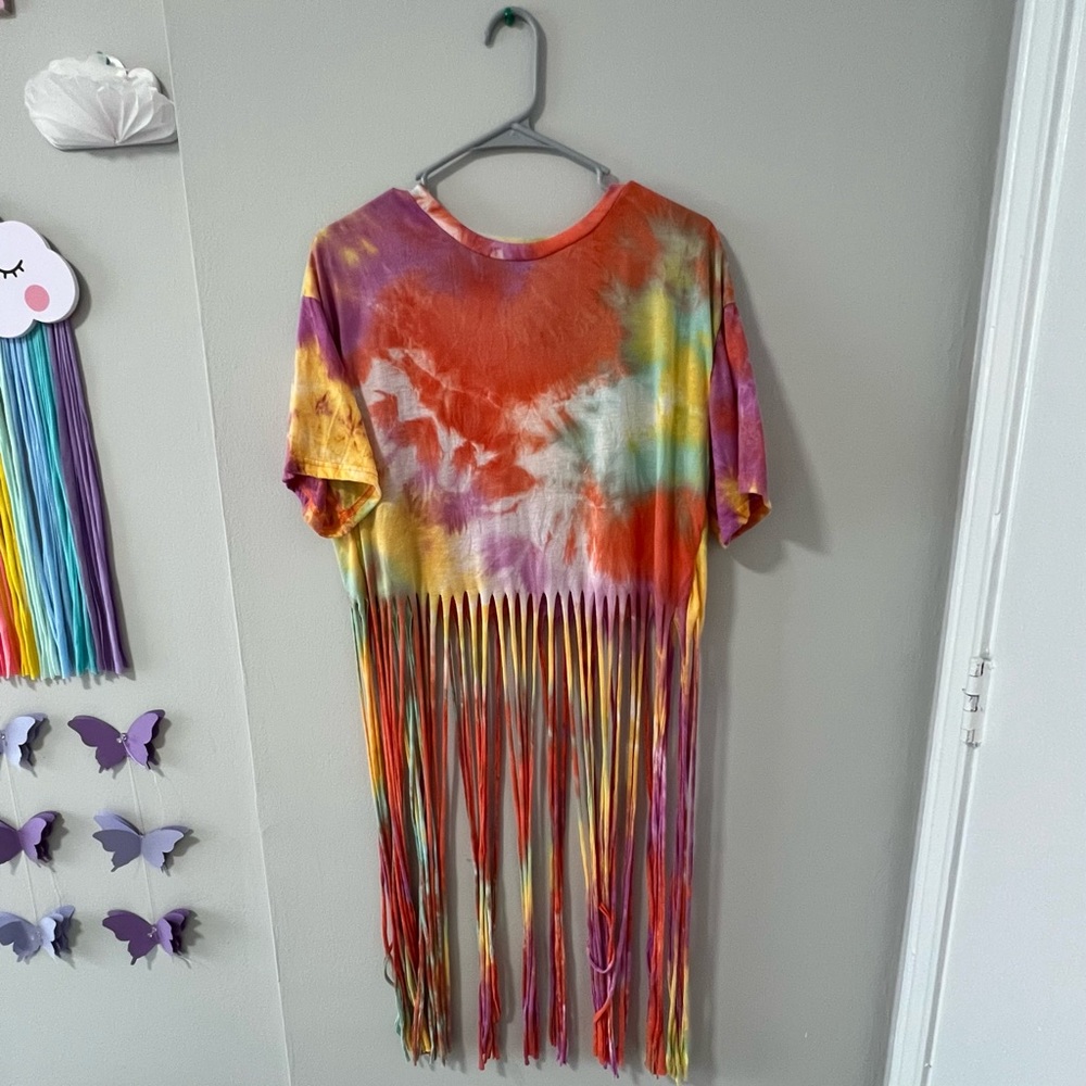 Cropped Tie Dye Fringe Top💓